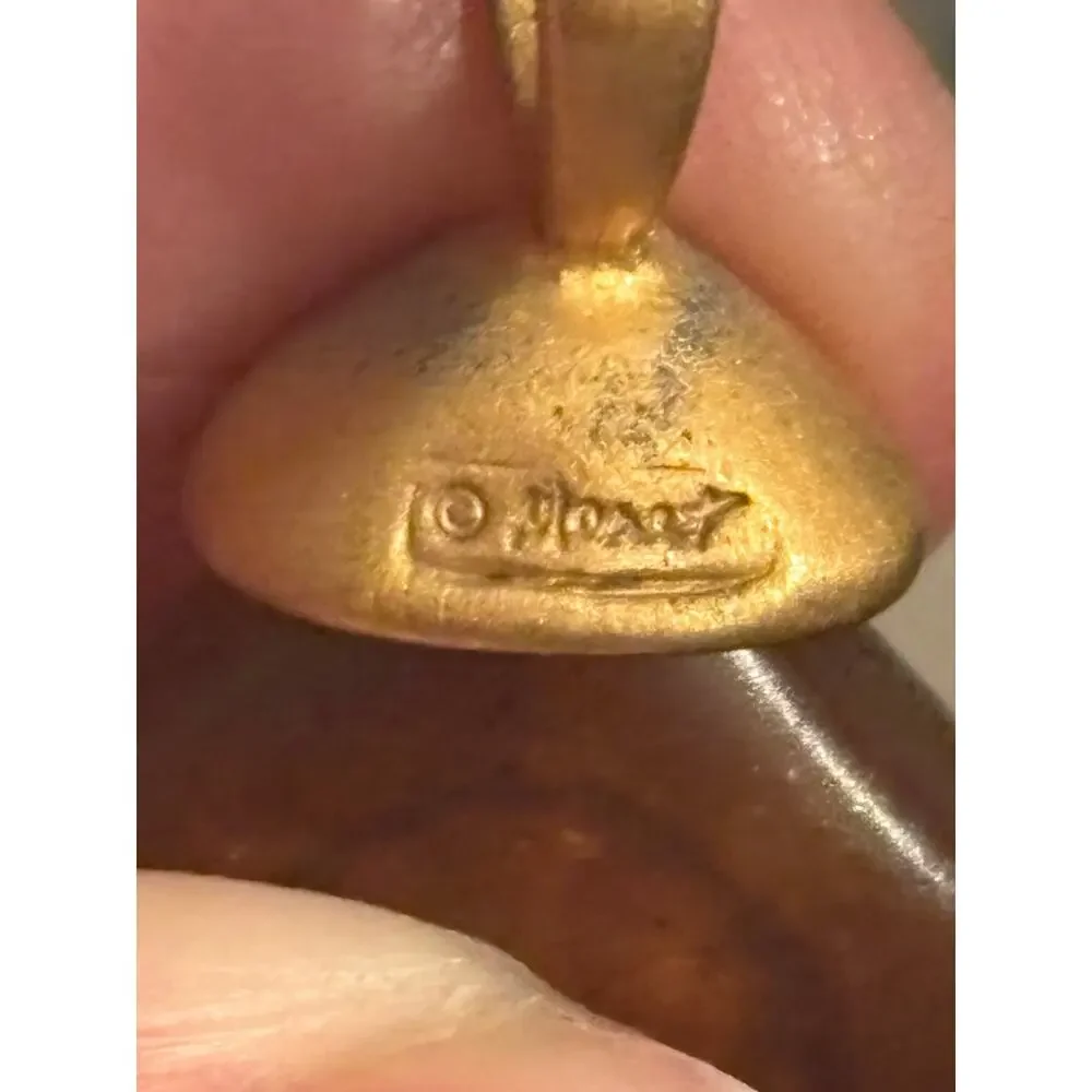 Monet Brown Lucite Gold Tone Pendant Vintage